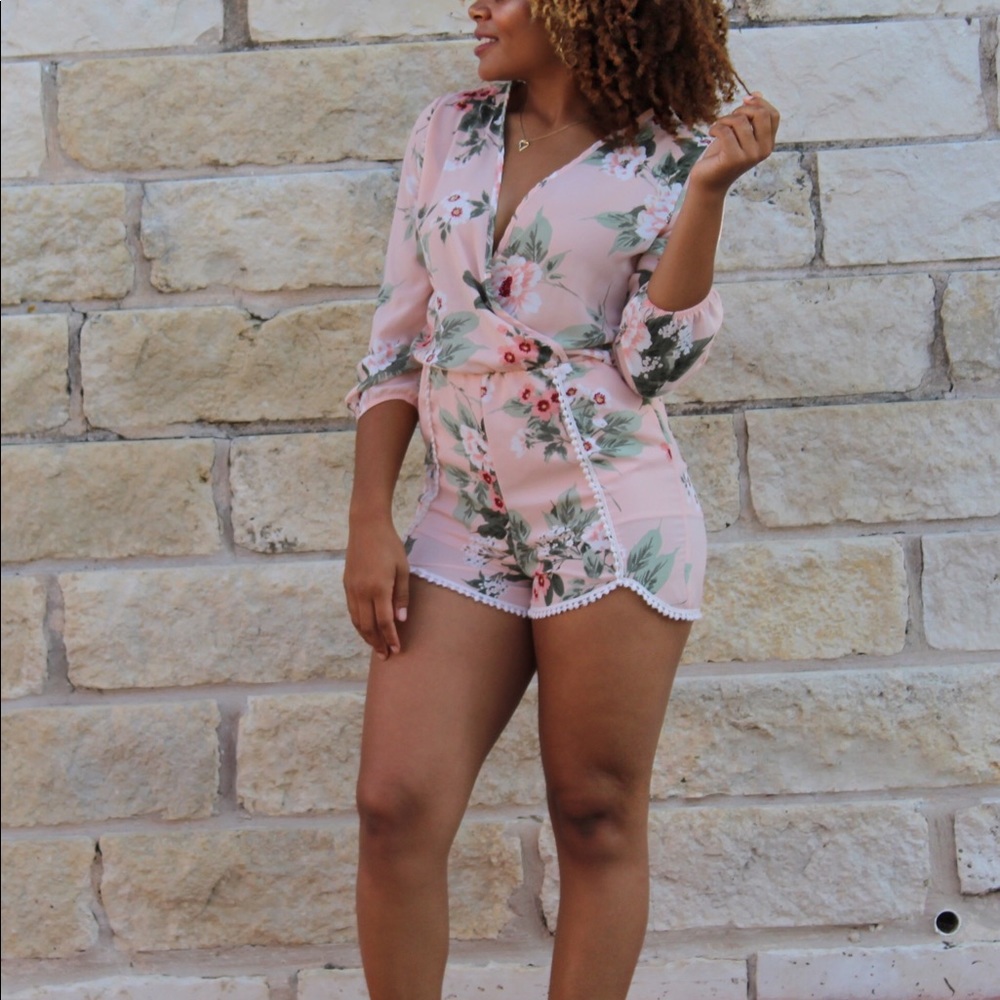 Charlotte Russe Pretty pink floral romper